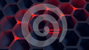 Black honeycomb net with red glowing nodes quantom computing con