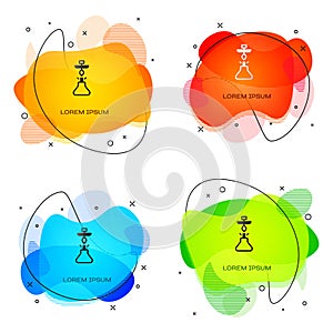 Black Hookah icon isolated on white background. Abstract banner with liquid shapes. Vector