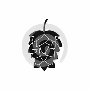 Black hop cone icon, simple style