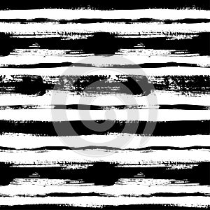 Black horizontal lines hand drawn seamless pattern. Vector ink ornament for wrapping paper.