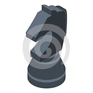 Black horse chess icon, isometric style photo