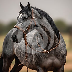 A black horse close up image generative AI