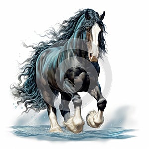 Búrka majestátne digitálne ilustrácie z čiernobiely kôň 