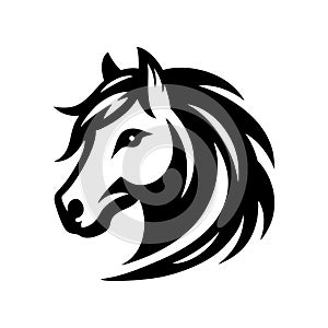 Black horse head silhouette icon. Rearing up horse side view. Vector illustration