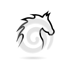 Black Horse head on white background