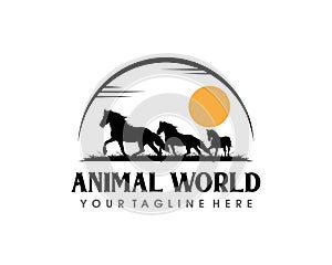 Black Horse Logo Design. Run Horse Logo Vector inspiration