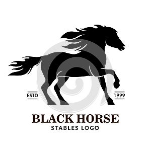 Black horse logo design in vector illustration