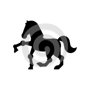 Black horse sign icon. Steed symbol. Cartoon animal vector