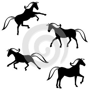 Black Horses Silhouette Clip Art