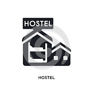 black hostel isolated vector icon. simple element illustration from hotel concept vector icons. hostel editable logo symbol design