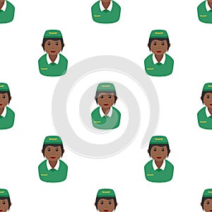 Black Hostess Avatar Icon Seamless Pattern