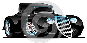 Black Hot Rod Classic Coupe Custom Car Cartoon Vector Illustration photo