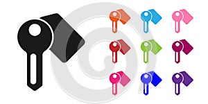 Black Hotel door lock key icon isolated on white background. Set icons colorful. Vector