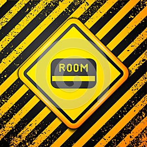 Black Hotel key card from the room icon isolated on yellow background. Access control. Touch sensor. System safety