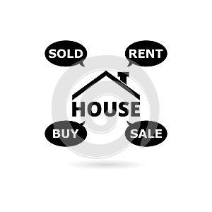 Black House icon or logo, Buy house, Rent house, Sold House, Sale house