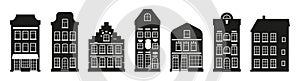 Black houses glyph Amsterdam icon vector set photo