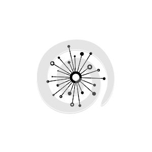 Black hub network connection line icon isolated on white. Tech or technology logo.