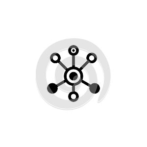 Black hub network connection line icon isolated on white. Tech or technology logo.