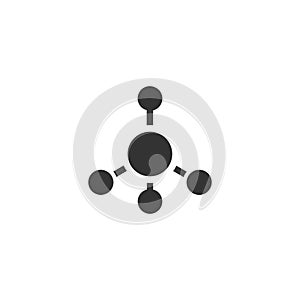 Black hub network connection line icon isolated on white. Tech or technology logo