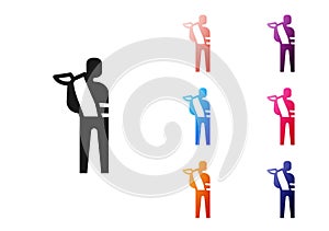 Black Human broken arm icon isolated on white background. Injured man in bandage. Set icons colorful. Vector