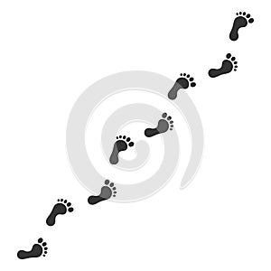 Black human feet and foot step. Bare footprints. Footstep shape silhouette.