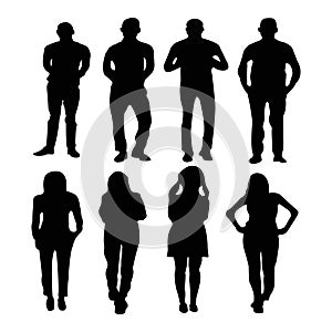 Black human silhouette vector icons design.