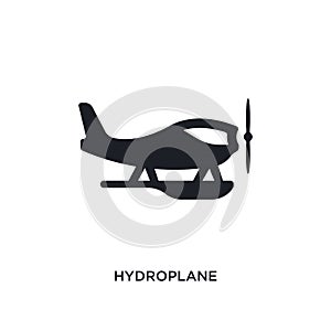 black hydroplane isolated vector icon. simple element illustration from transportation concept vector icons. hydroplane editable