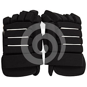 Black ice hockey protective glove isolated on white background