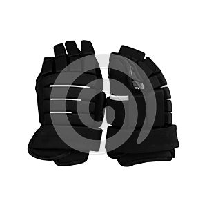 Black ice hockey protective glove isolated on white background
