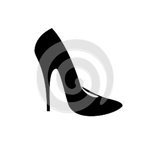 Black icon of fashionable women`s high heel shoes