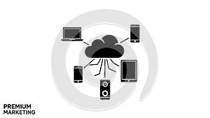 Cloud Computing Network Connecting Various Digital Devices and Speaker technology connection