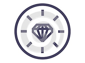 Black icon of precious diamond.