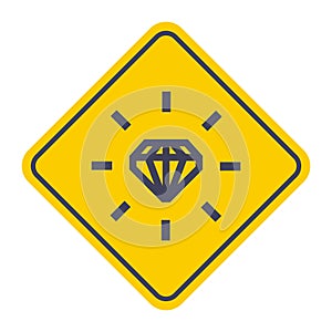 Black icon of precious diamond.