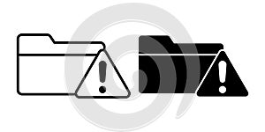 Folder Warning Black Icon Bundle for Alert Notifications and Document Risk Indicators
