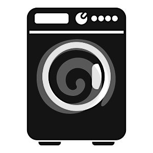 Black icon symbolizing a frontloading washing machine, suitable for various applications photo