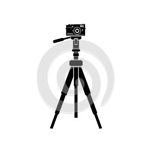 He black icon is a tripod with a camera