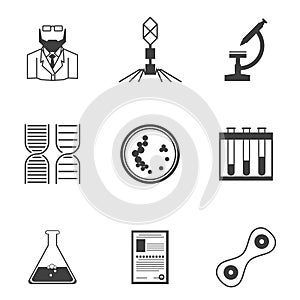 Black icons for bacteriology photo