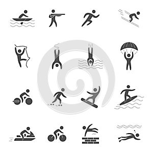 Black icons for extreme sports