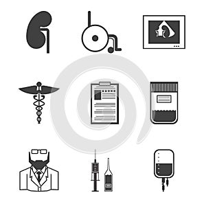 Black icons for nephrology