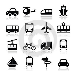 Transport, travel icons set isoalted on white