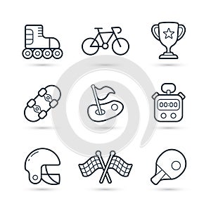 Black iline flat icon pack. Vector illustration