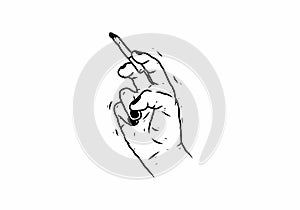 Black illustration drawing of hand holding cigarette