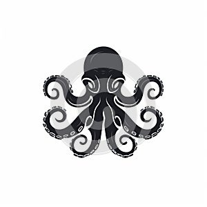Octopus Circle Silhouette: Realistic Algeapunk Animal Portrait