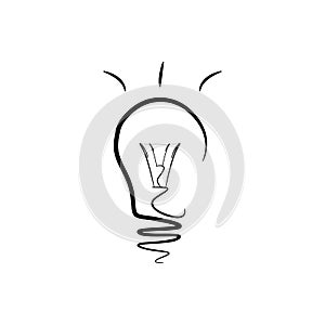 Black incandescent bulb icon on a white background.