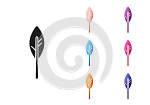 Black Indian feather icon isolated on white background. Native american ethnic symbol feather. Set icons colorful