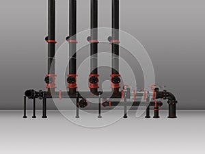 Black industrial process piping