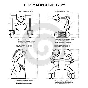 Black industrial robotic armed machines