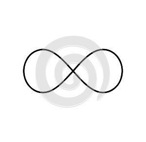 Black infinity symbol icon. Concept of infinite, limitless and endless. photo