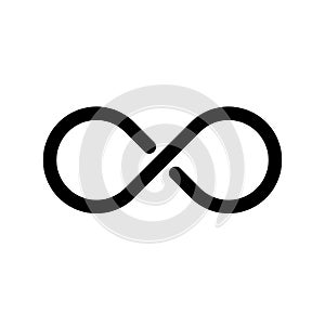 Black infinity symbol icon. Concept of infinite, limitless and endless. Outline modern design element. Simple black flat