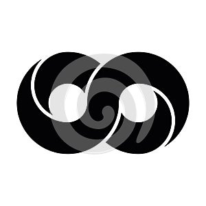 Black infinity symbol icon. Concept of infinite, limitless and endless. Simple flat vector design element